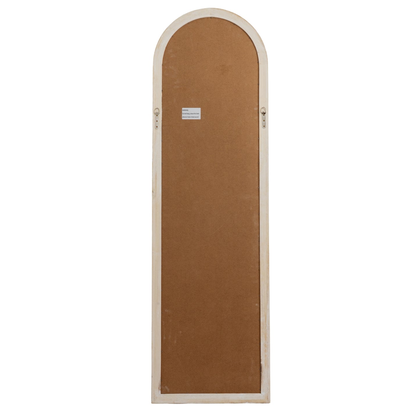 Brown arch-shaped door with a white frame on a white background