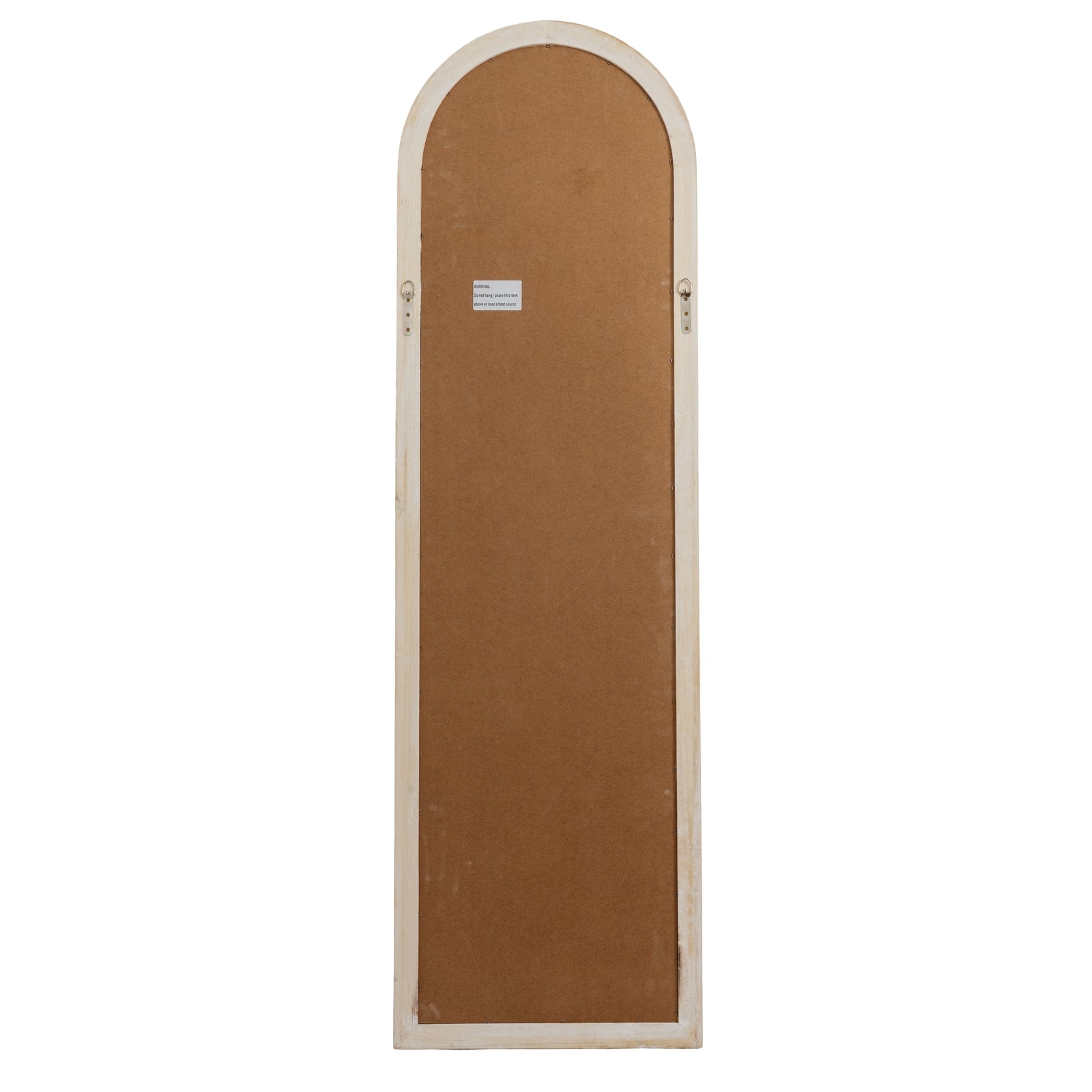 Brown arch-shaped door with a white frame on a white background
