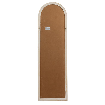 Brown arch-shaped door with a white frame on a white background