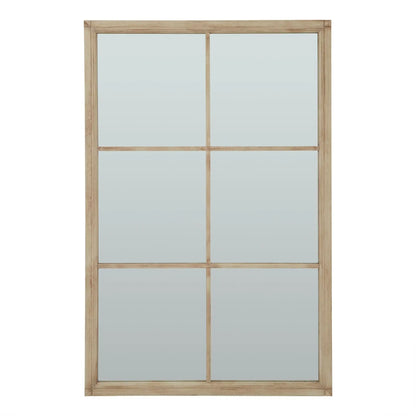Wooden window frame with glass panes on a white background