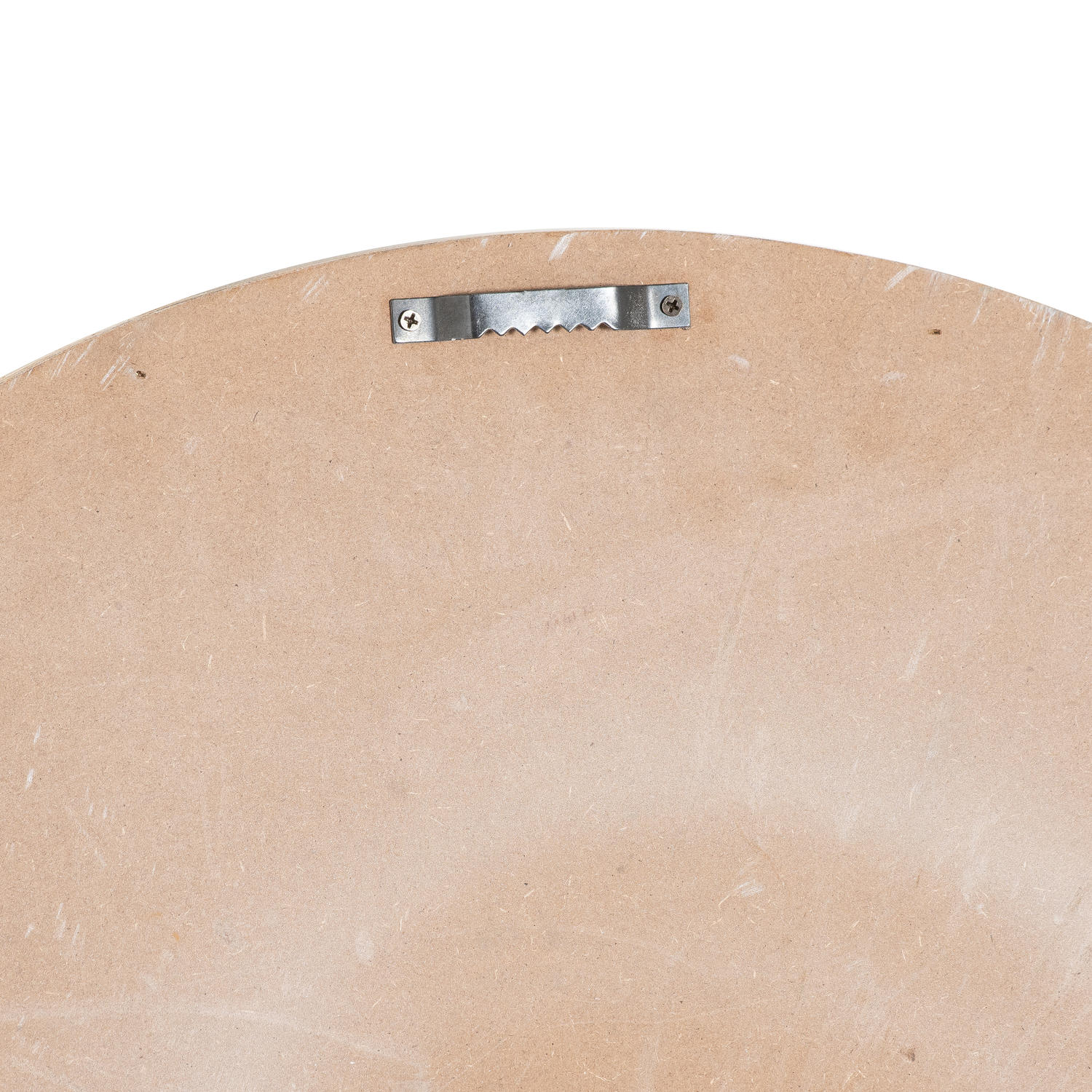 Close-up of a wooden art easel back with a metal bracket on a white background