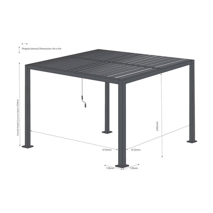 Alvivo 9Ft 8" X 13Ft 3" (3 X 4M) Wood-Look Louvered Aluminium Pergola Bundle with 3 Pull-Down Screens