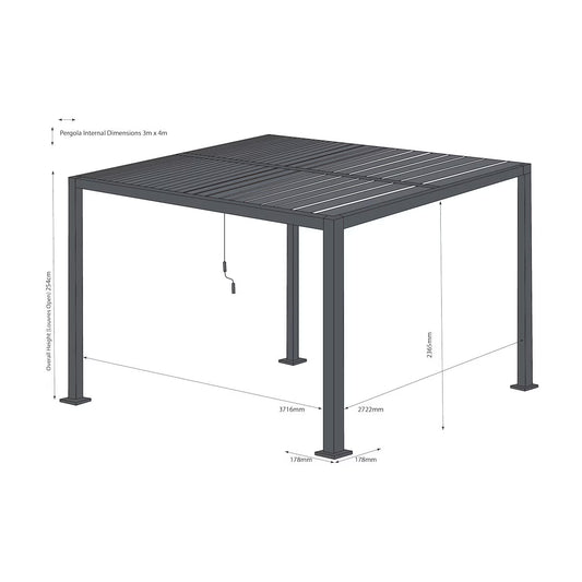 Alvivo 9Ft 8" X 13Ft 3" (3 X 4M) Wood-Look Louvered Aluminium Pergola Bundle with 3 Pull-Down Screens