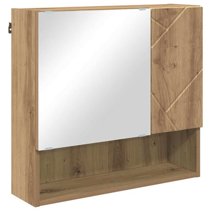Wooden cabinet with a mirror on a white background