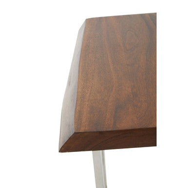 Wooden shelf with a white base on a white background