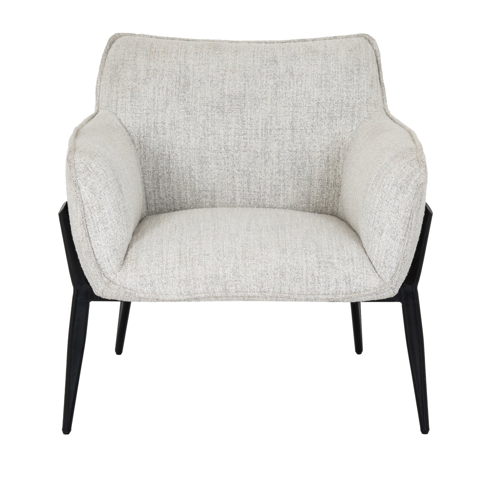 Gray armchair with black legs on a white background