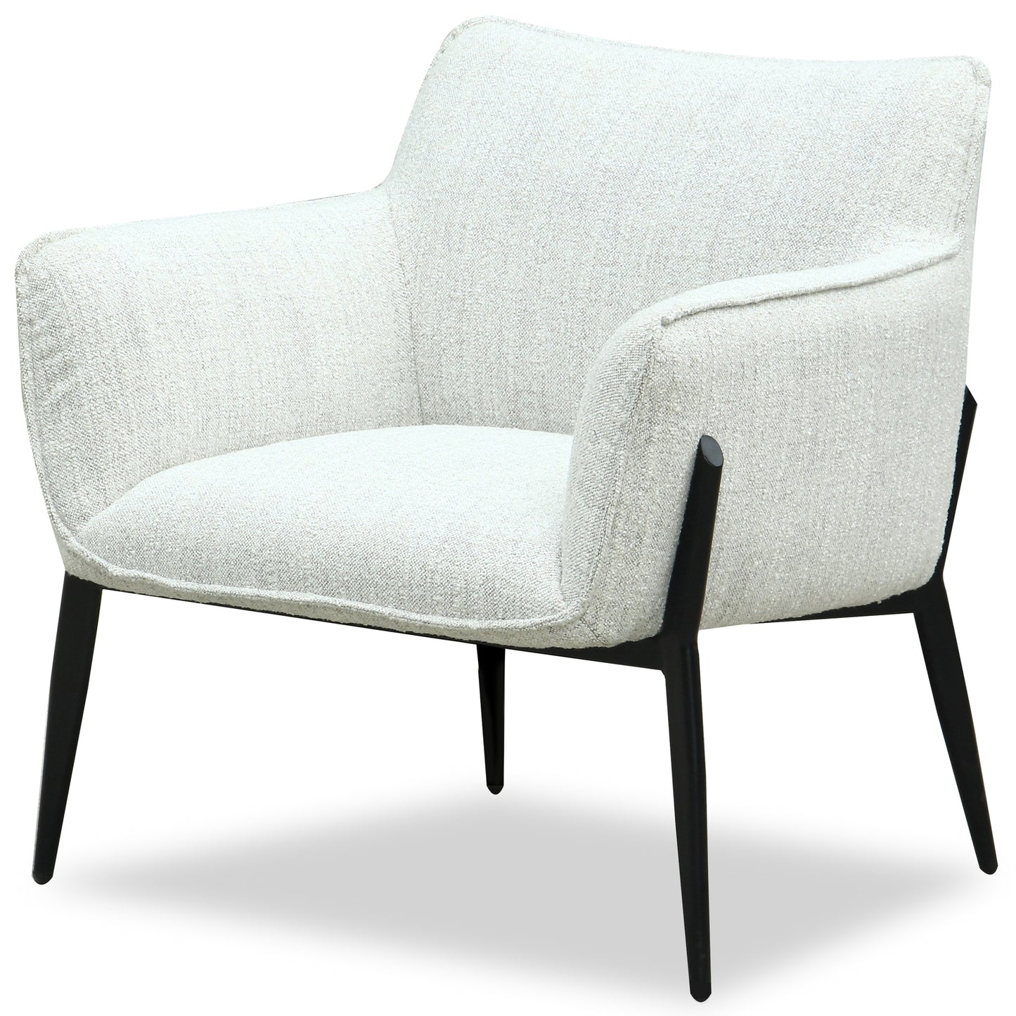 White armchair with black legs on a white background