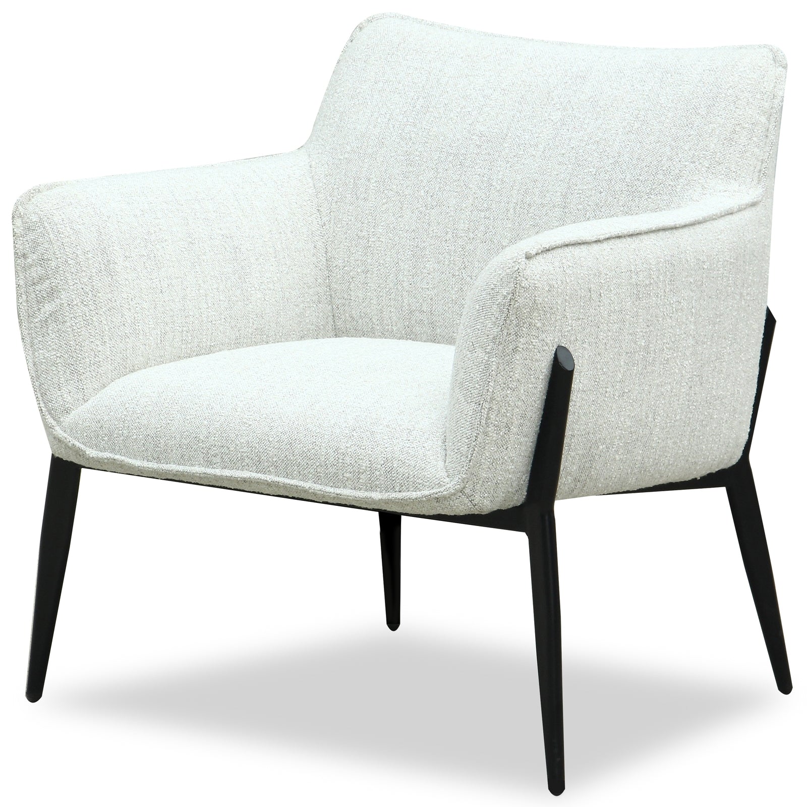 White armchair with black legs on a white background