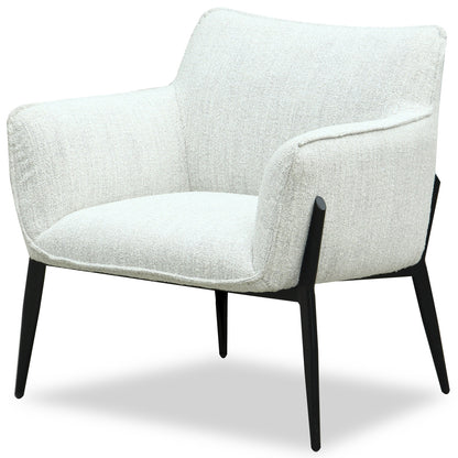 White armchair with black legs on a white background