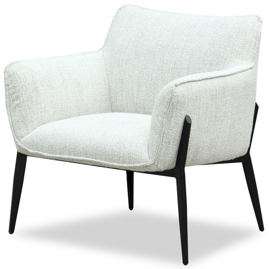 White armchair with black legs on a white background