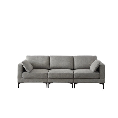 Beige sectional sofa on a white background