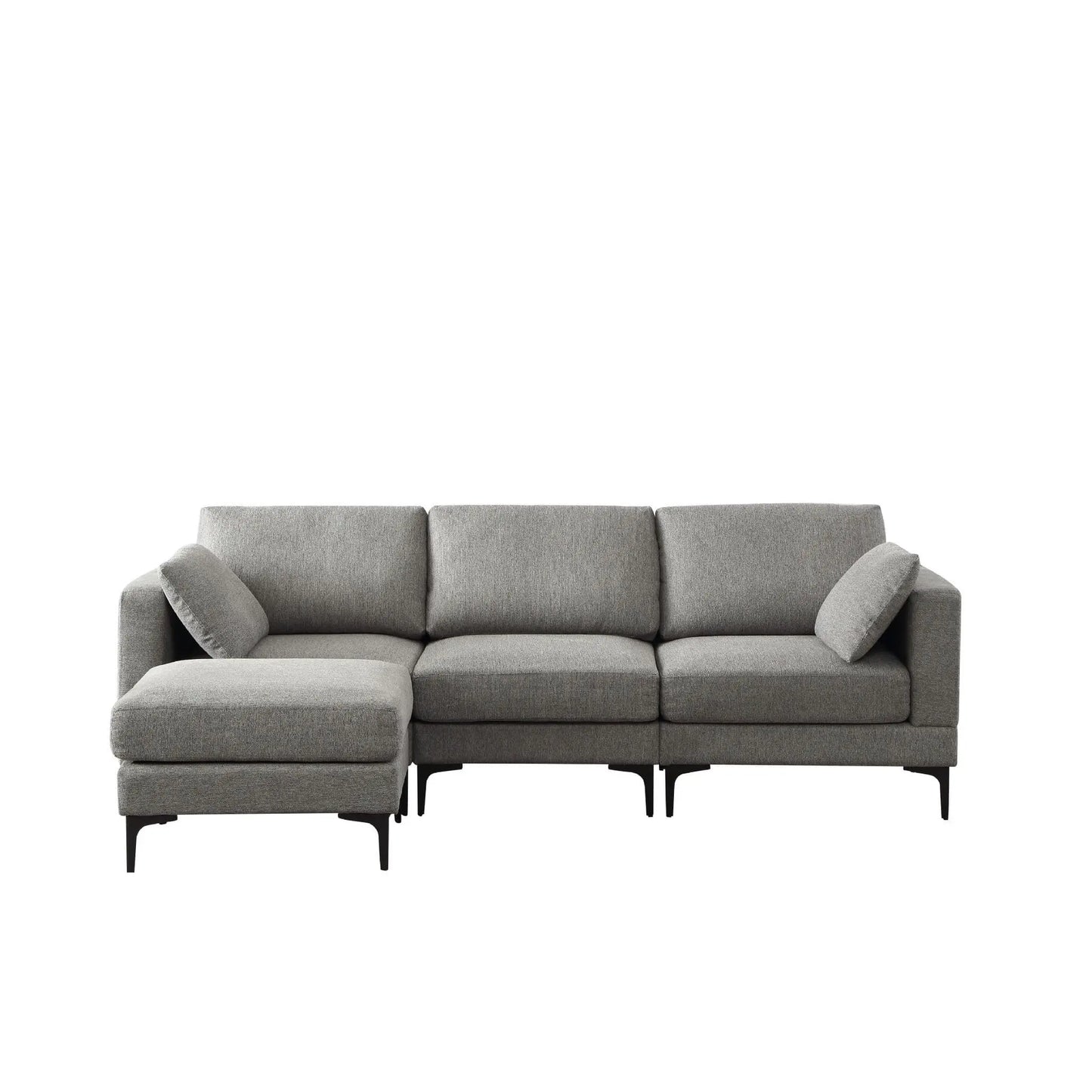 Gray sectional sofa on a white background