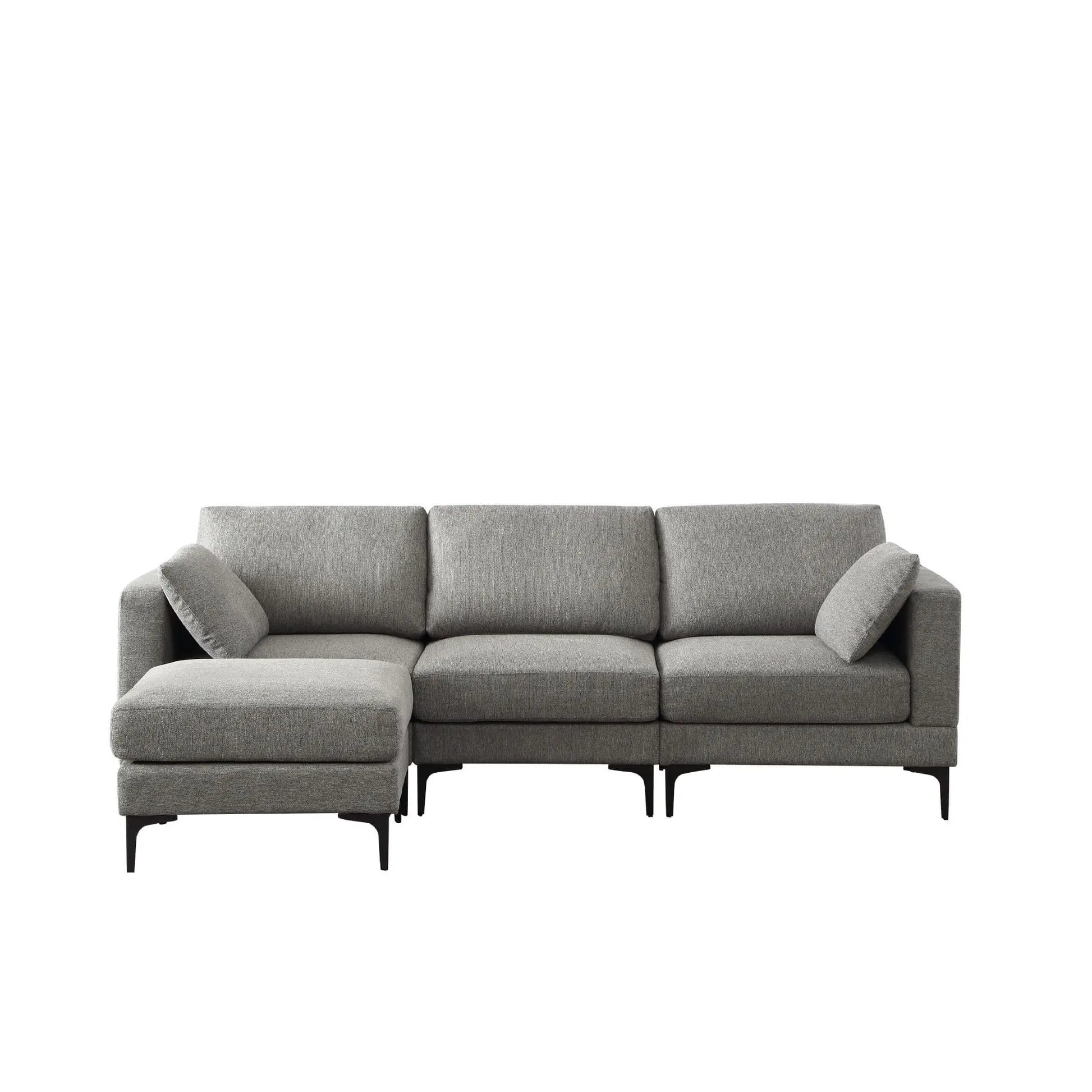 Gray sectional sofa on a white background