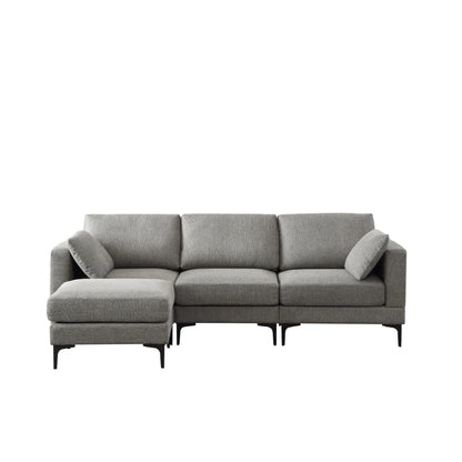 Gray sectional sofa on a white background