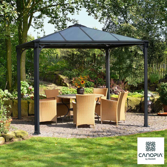 Palram Canopia Palermo 9Ft 8" X 9Ft 8" (3 X 3M) Aluminium and Polycarbonate Gazebo