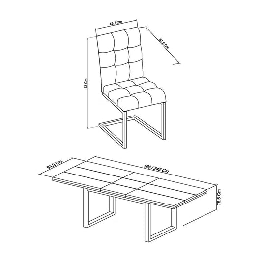Tivoli Dark Oak Extending Dining Table + 6 Black Cantilever Chairs, Seats 6-8