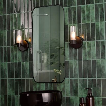 Hannah Matte Black & Glass Bathroom Wall Light
