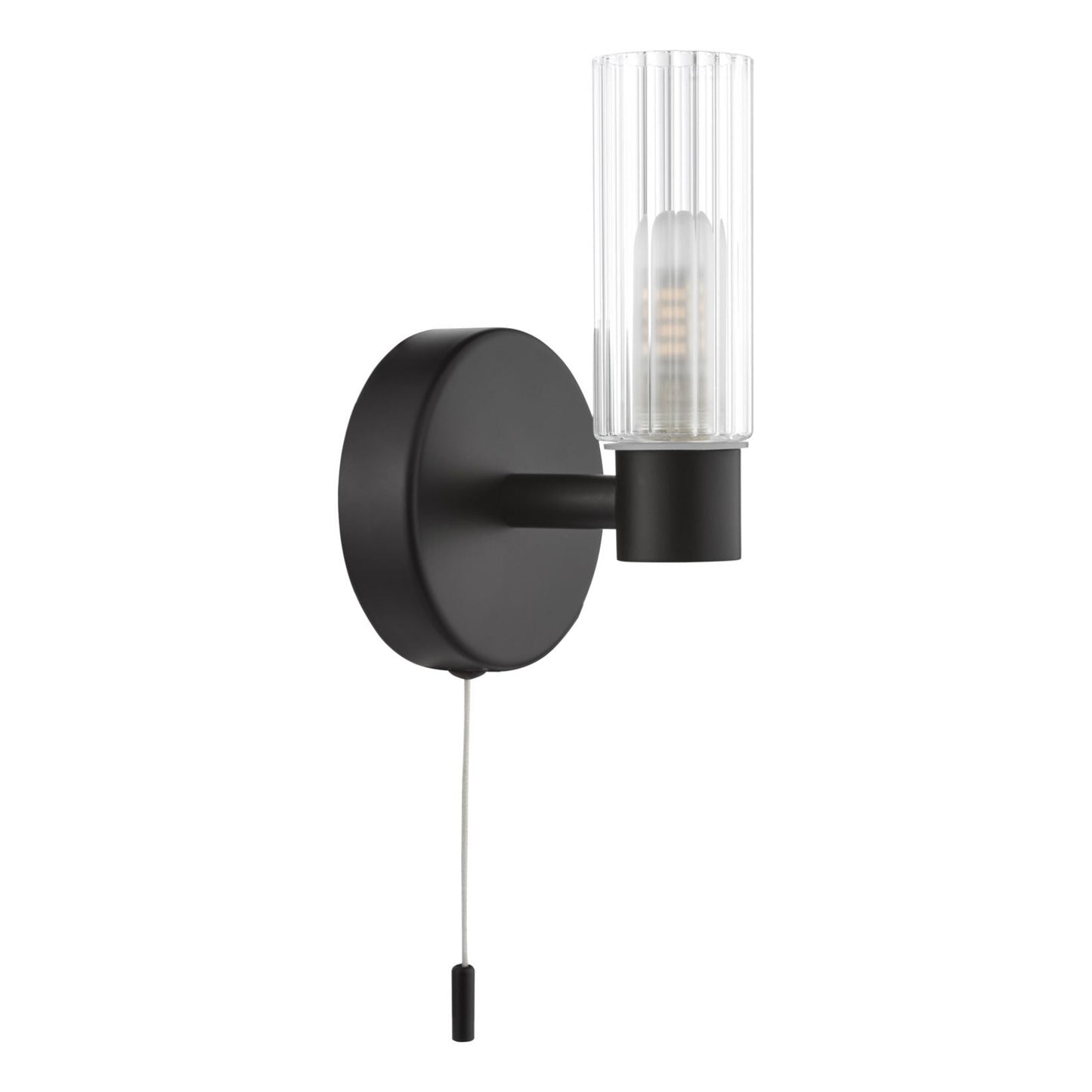 Hannah Matte Black & Glass Bathroom Wall Light