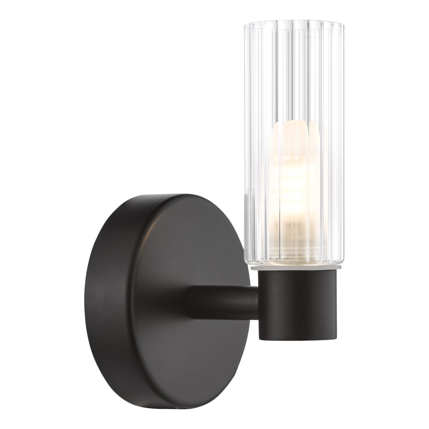 Hannah Matte Black & Glass Bathroom Wall Light