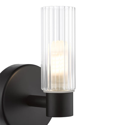 Hannah Matte Black & Glass Bathroom Wall Light