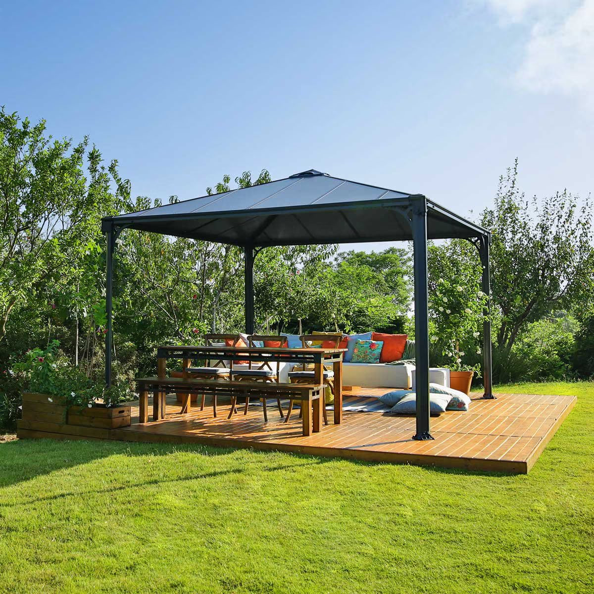 Palram Canopia Palermo 11Ft 9" X 11Ft 9" (3.6 X 3.6M) Aluminium and Polycarbonate Gazebo