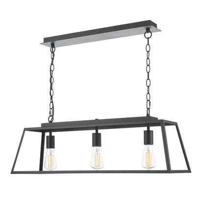 Charley 3 Light Matte Black Ceiling Pendant Bar