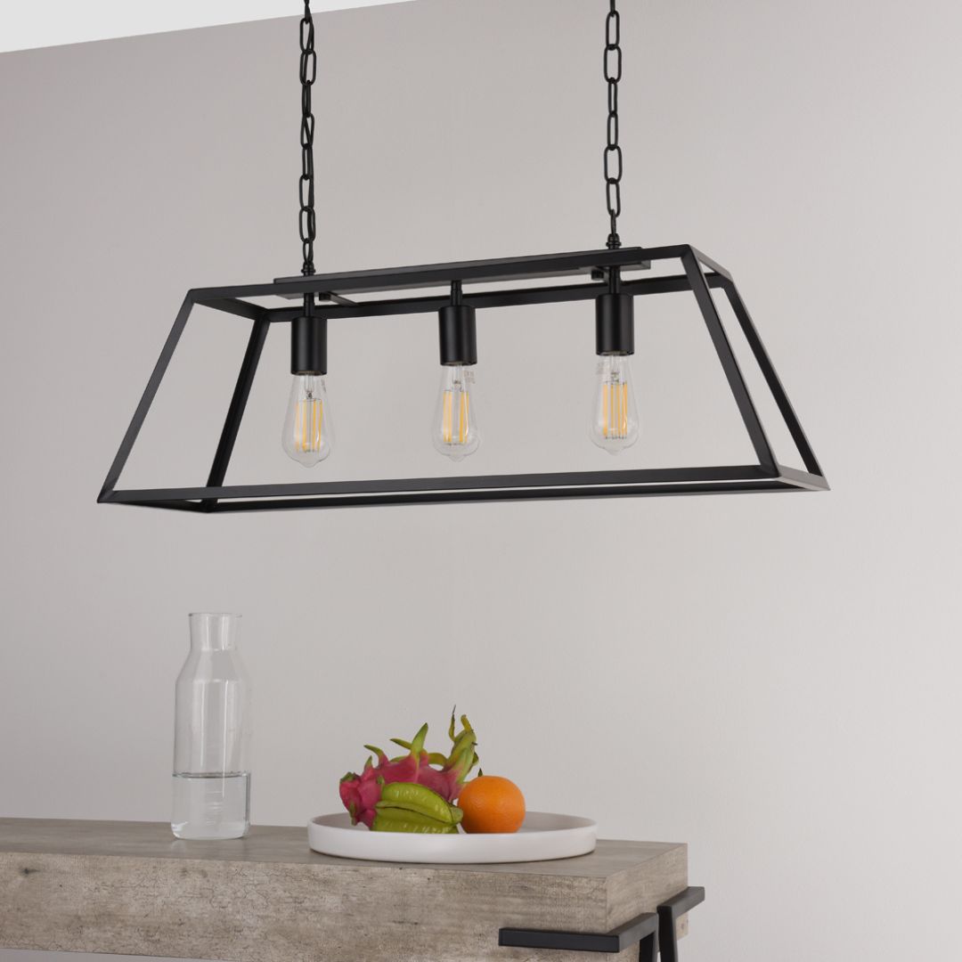 Charley 3 Light Matte Black Ceiling Pendant Bar