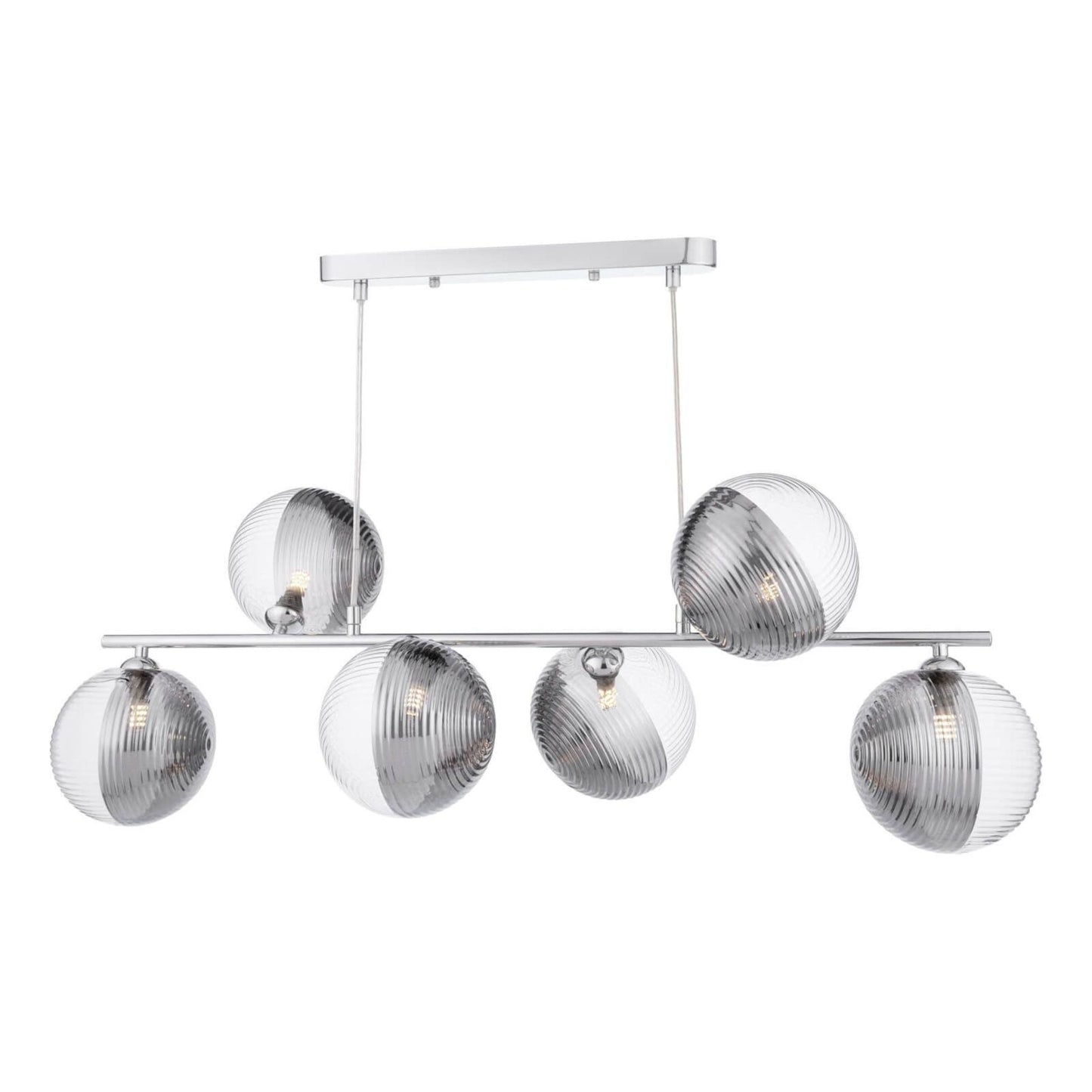 Claudia 6 Light Silver & Glass Ceiling Pendant Bar
