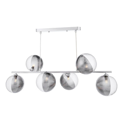 Claudia 6 Light Silver & Glass Ceiling Pendant Bar