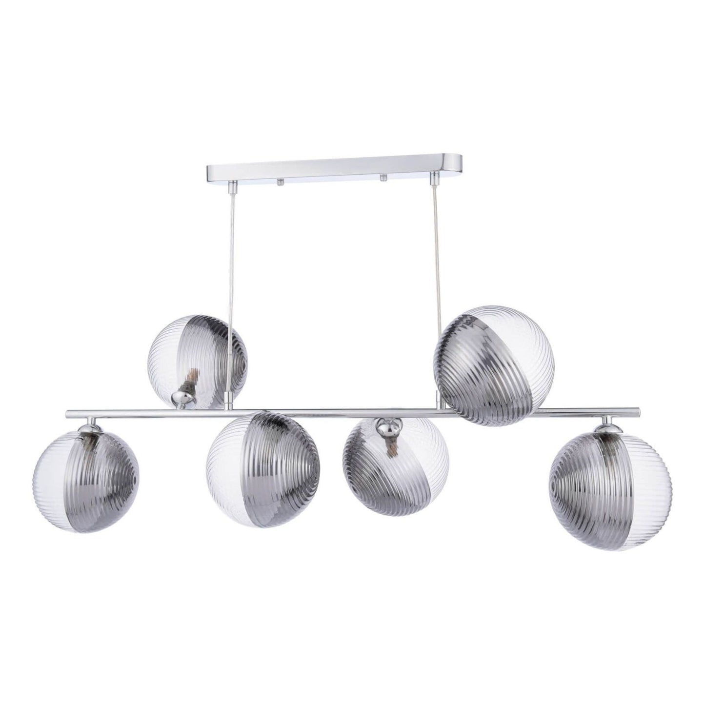 Claudia 6 Light Silver & Glass Ceiling Pendant Bar