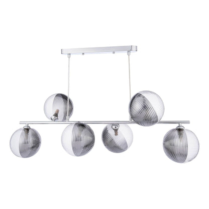 Claudia 6 Light Silver & Glass Ceiling Pendant Bar