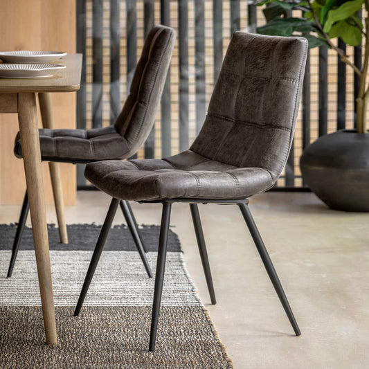 Stylish Darwin Grey Faux Leather Dining Chairs - Set of 2