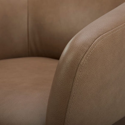 Aiden & Ivy Brown Leather Barrel Armchair