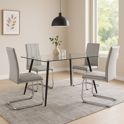 Galaxy Light Grey & Glass 4 Seater Dining Set