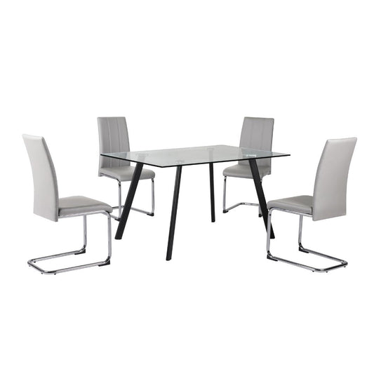 Galaxy Light Grey & Glass 4 Seater Dining Set