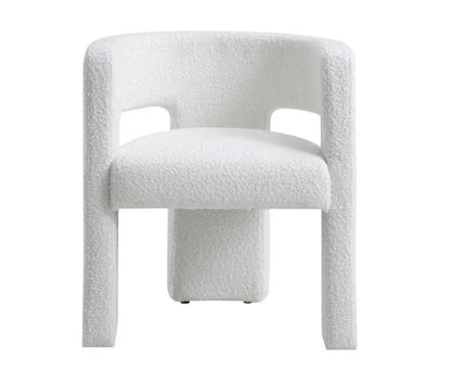 Greenwich White Boucle Dining Chair - Armchair   BlissVeranda
