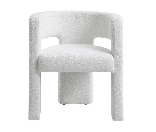 Greenwich White Boucle Dining Chair - Armchair   BlissVeranda