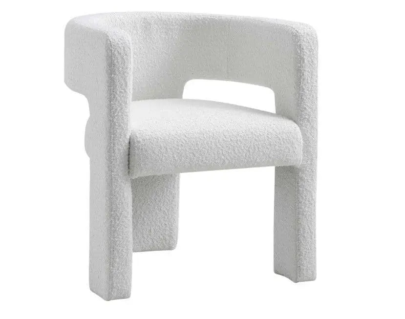 Greenwich White Boucle Dining Chair - Armchair   BlissVeranda