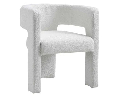 Greenwich White Boucle Dining Chair - Armchair   BlissVeranda