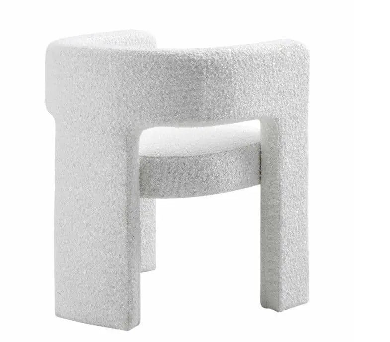 Greenwich White Boucle Dining Chair - Armchair   BlissVeranda