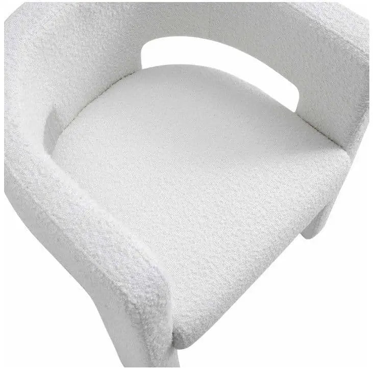 Greenwich White Boucle Dining Chair - Armchair   BlissVeranda