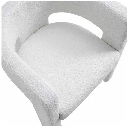 Greenwich White Boucle Dining Chair - Armchair   BlissVeranda