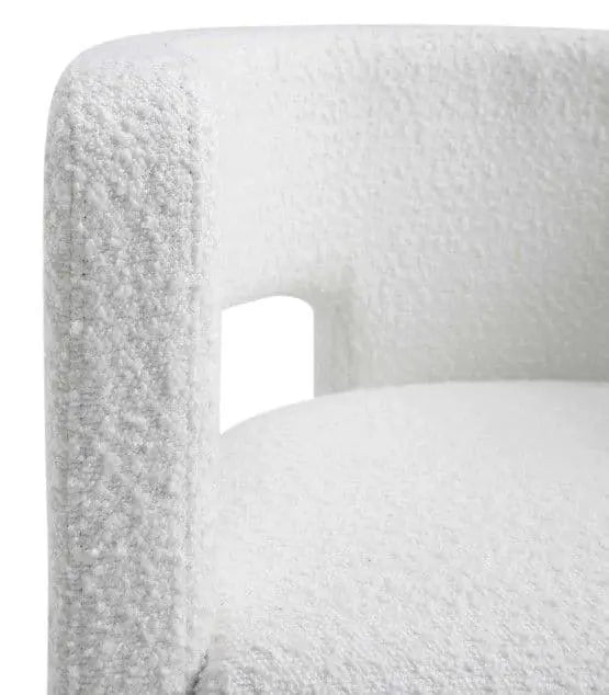 Greenwich White Boucle Dining Chair - Armchair   BlissVeranda