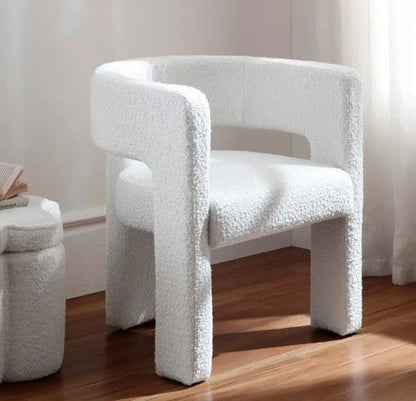 Greenwich White Boucle Dining Chair - Armchair   BlissVeranda