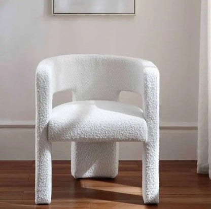 Greenwich White Boucle Dining Chair - Armchair   BlissVeranda