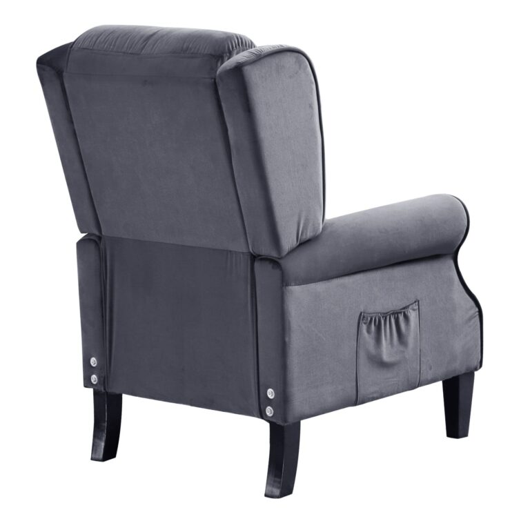 Gray armchair with button details on a white background