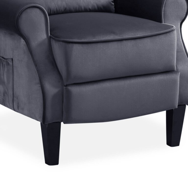 Plush Velvet Recliner Armchair - Grey