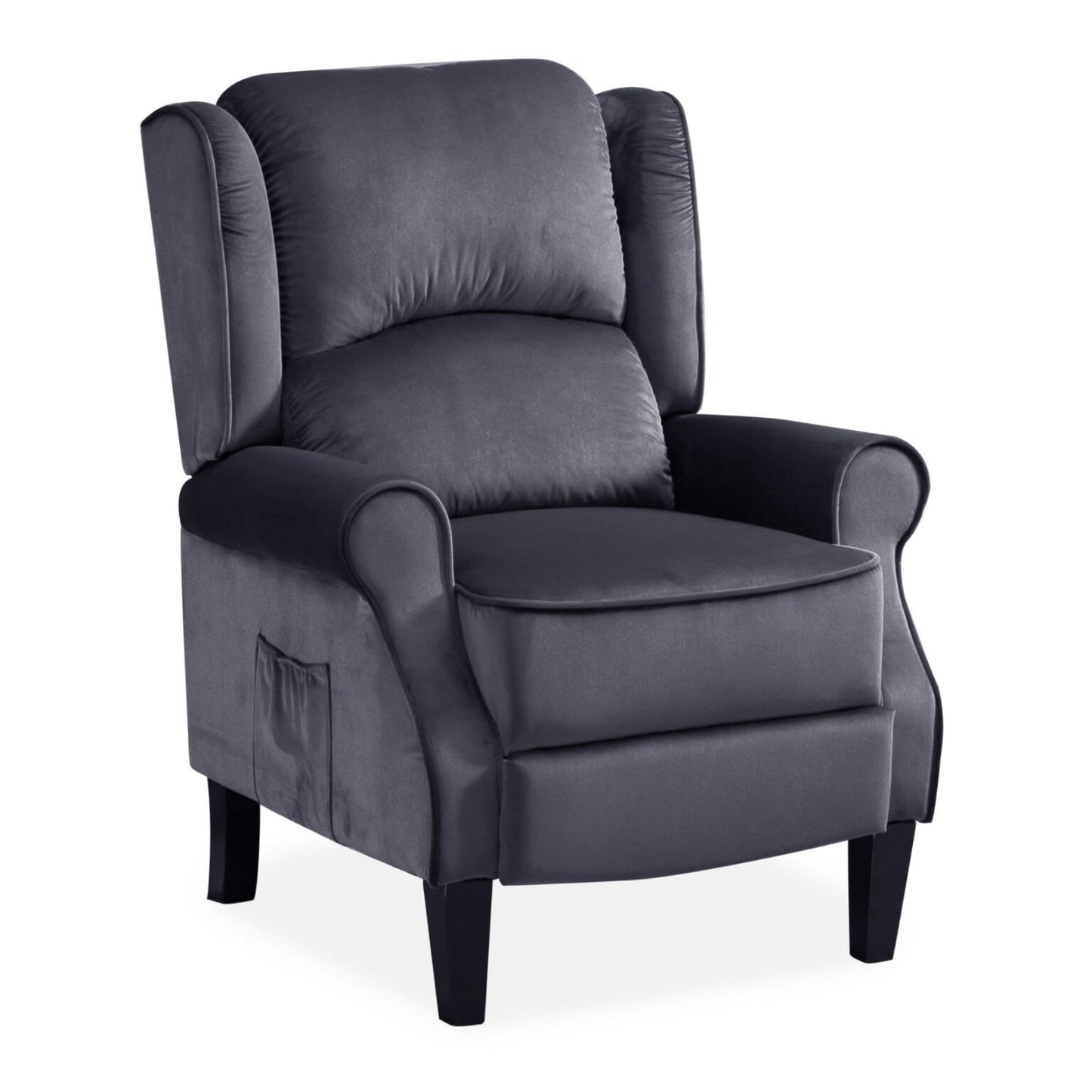 Gray recliner chair on a white background
