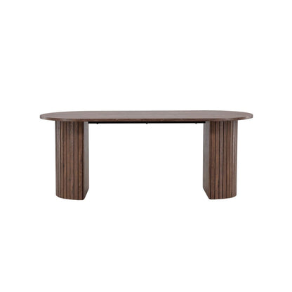 Wooden dining table on a white background