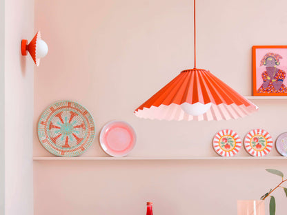 Burnt orange flush pleat wall light - BlissVeranda